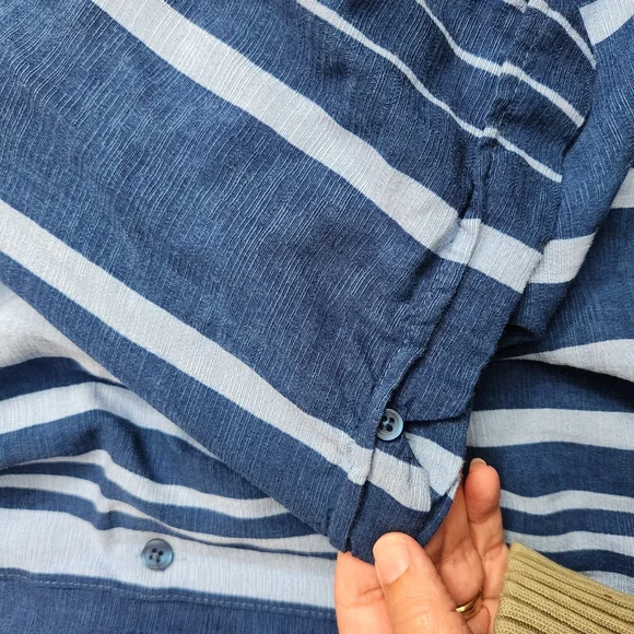 Cubavera XL short sleeve Blue stiped Button Down Shirt collared casual like new - Picture 11 of 11